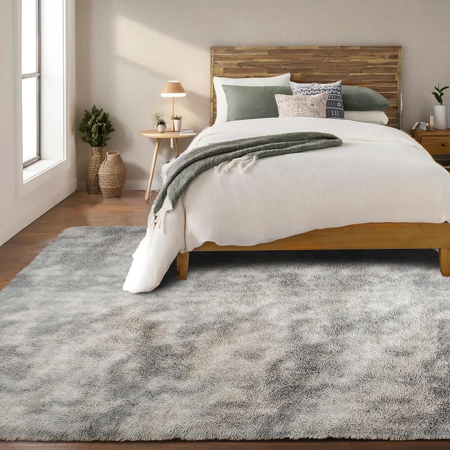 TOLORD Alfombras de área para dormitorio, sala de estar, 8 x 10 pies, antideslizante, duradera, esponjosa, peluda, alfombra de noche de felpa suave,