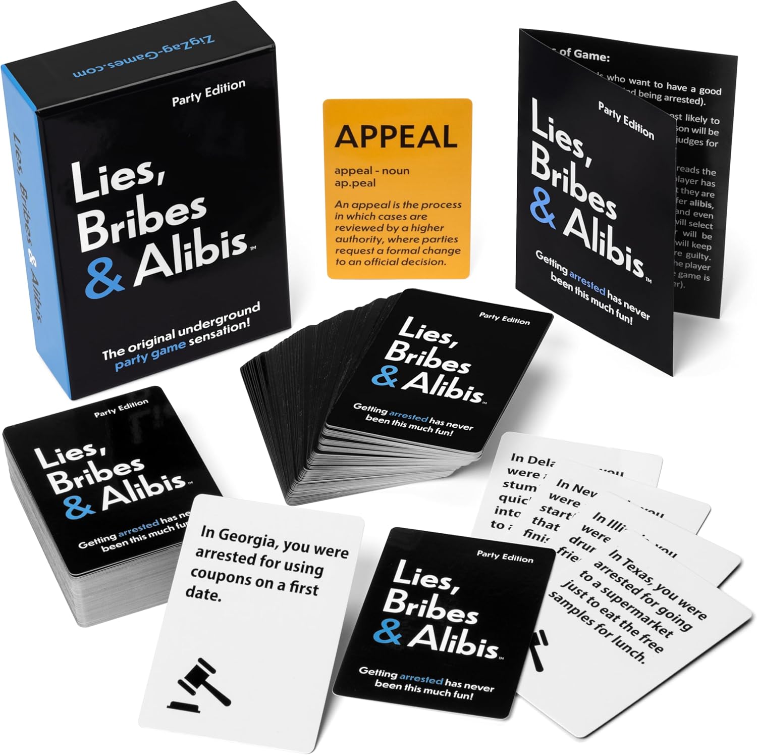 Lies, Bribes & Alibis – Un divertido juego de cartas de fiesta para citas nocturnas, fiestas universitarias, reuniones amistosas y noches de juego,