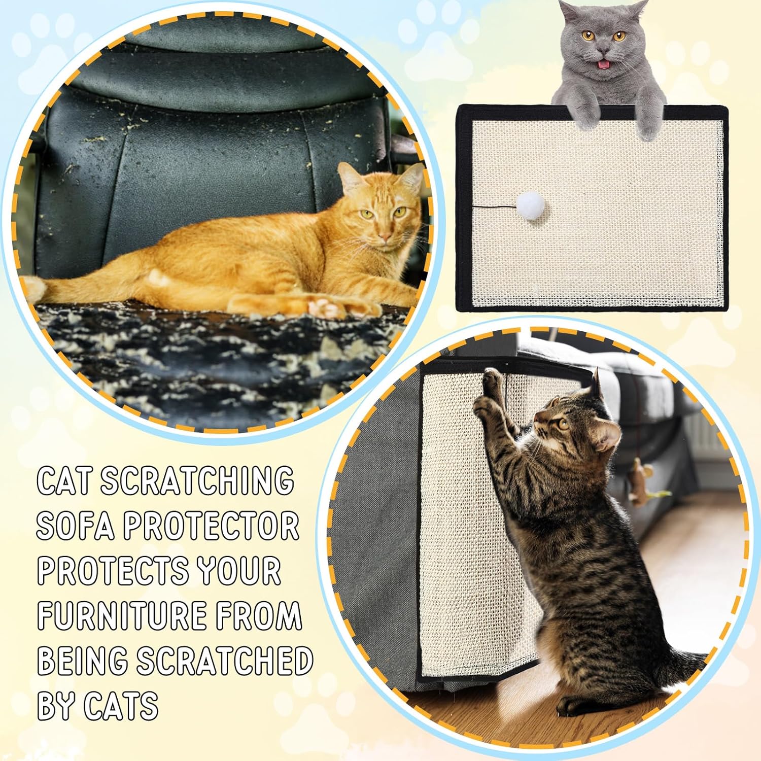 Timgle 4 piezas de alfombrillas rascadoras para gatos, protector de muebles de sisal para gatos, protector de sofá para gatos, protege el sofá,