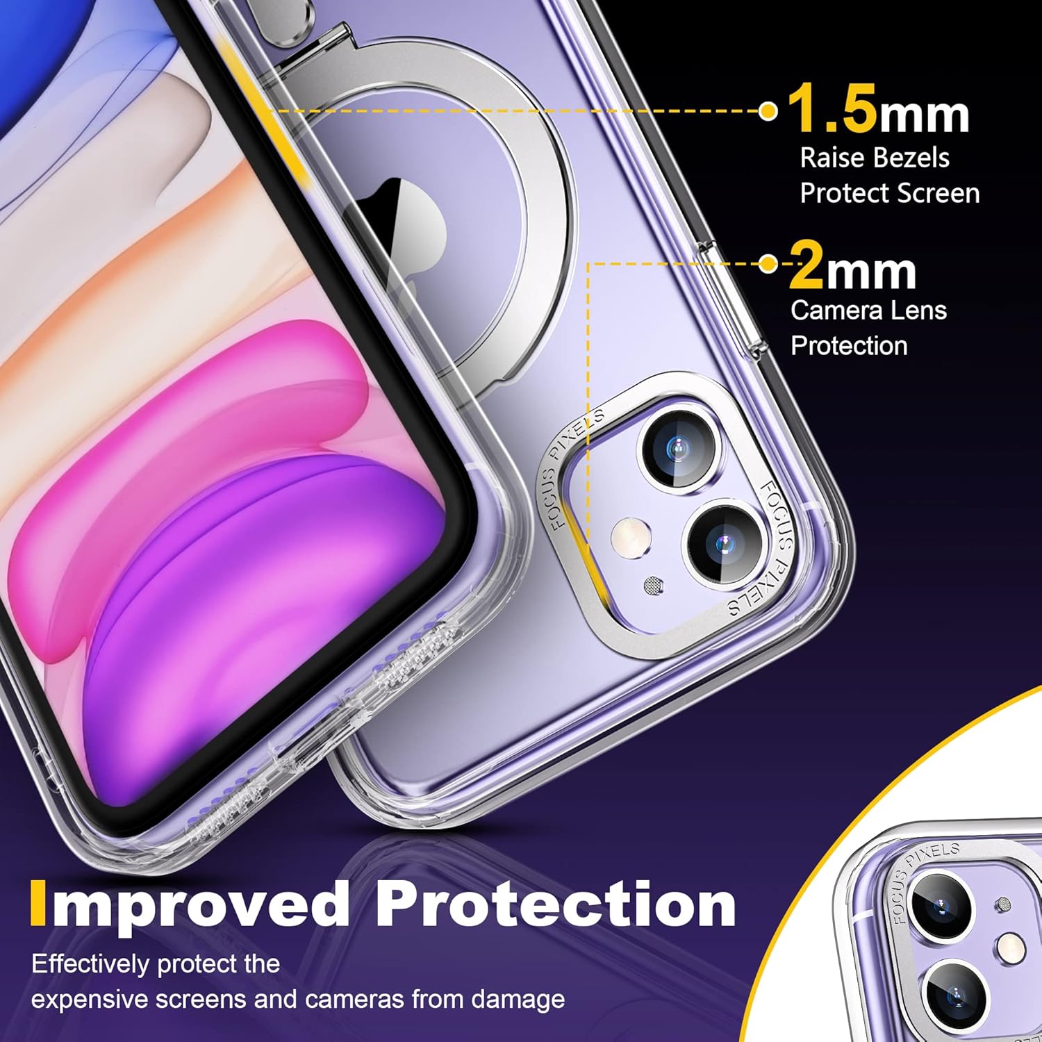 Funda para iPhone 12 y iPhone 12 Pro con soporte magnético invisible compatible con MagSafe protector transparente iPhone 12 y 12 Pro funda de