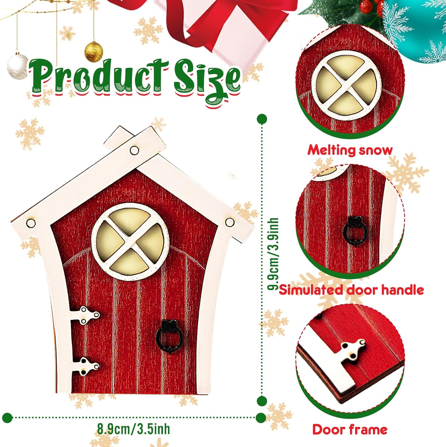 Kit de puerta de hadas de elfo de Navidad, puerta de niña de hadas roja, miniatura de madera para accesorios de Navidad, cuento de hadas,