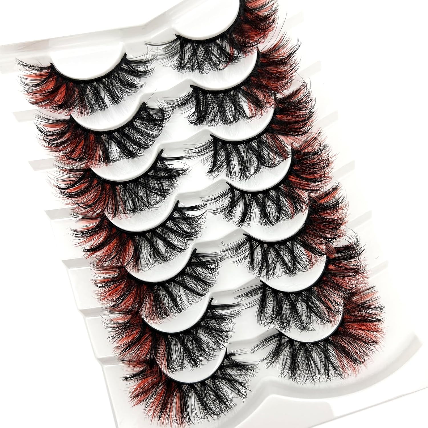 Pestañas de colores visón D Curl Color Rojo Pestañas Tira de 0.787 in3D Mink Pestañas paquete de pestañas postizas Wispy Dramatic Long Colorful