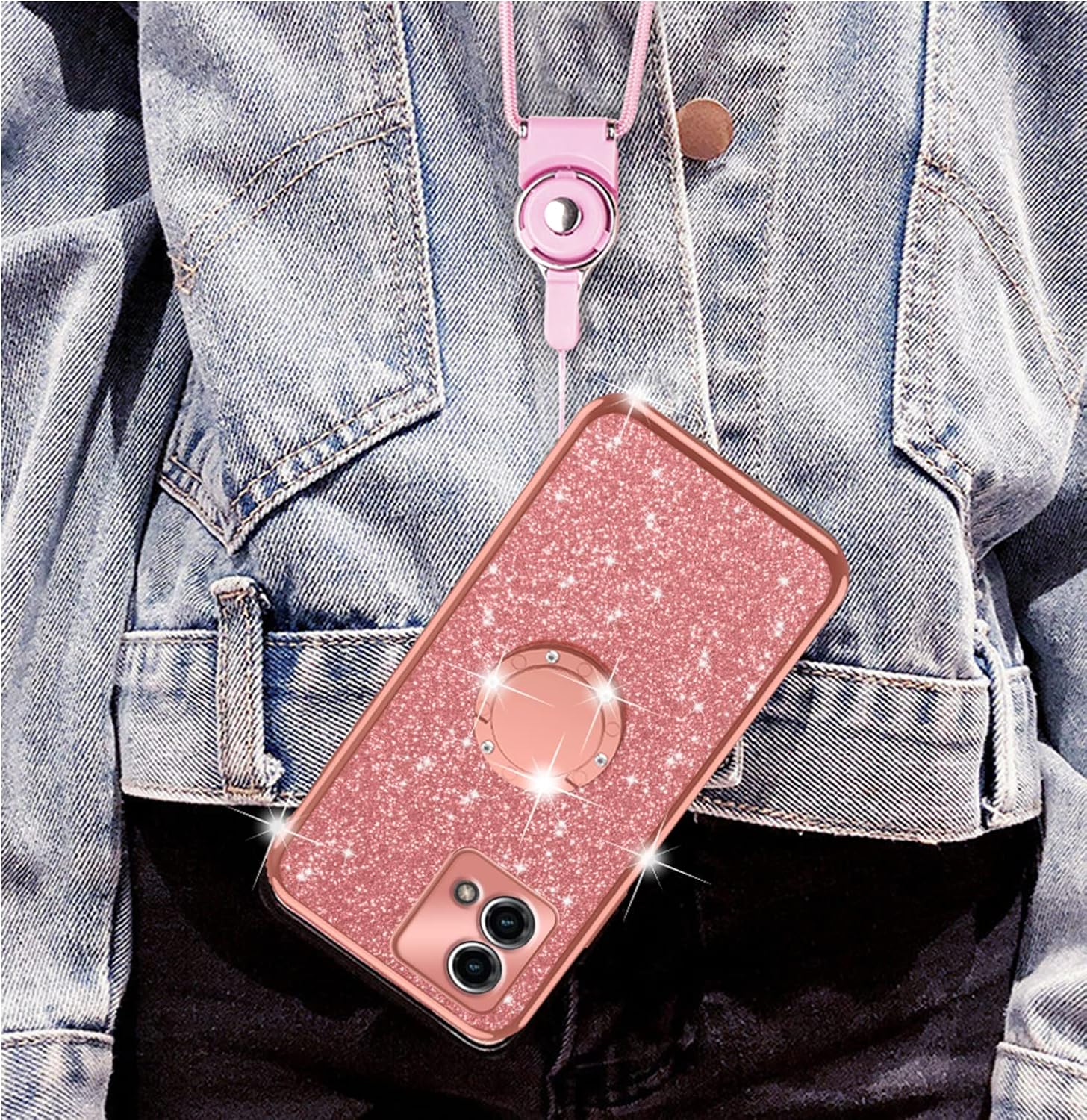 nancheng Funda para Motorola G Stylus 5G 2023 (no 4G), funda de teléfono para Moto G Stylus 5G 2023 con purpurina, bonita funda transparente de