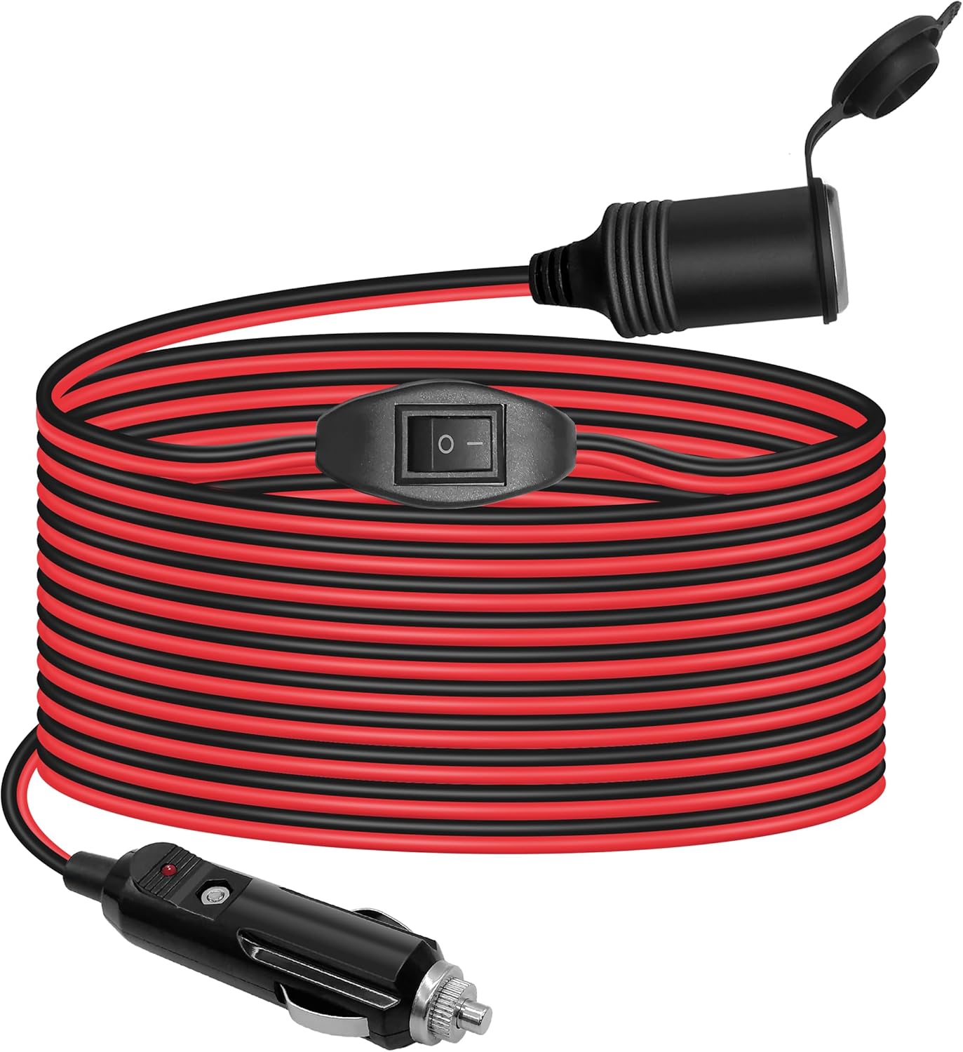 Interruptor de encendidoapagado, cable de extensión de encendedor de cigarrillos de 13 pies, resistente de 12 V, enchufe a enchufe, fusible de 15 A