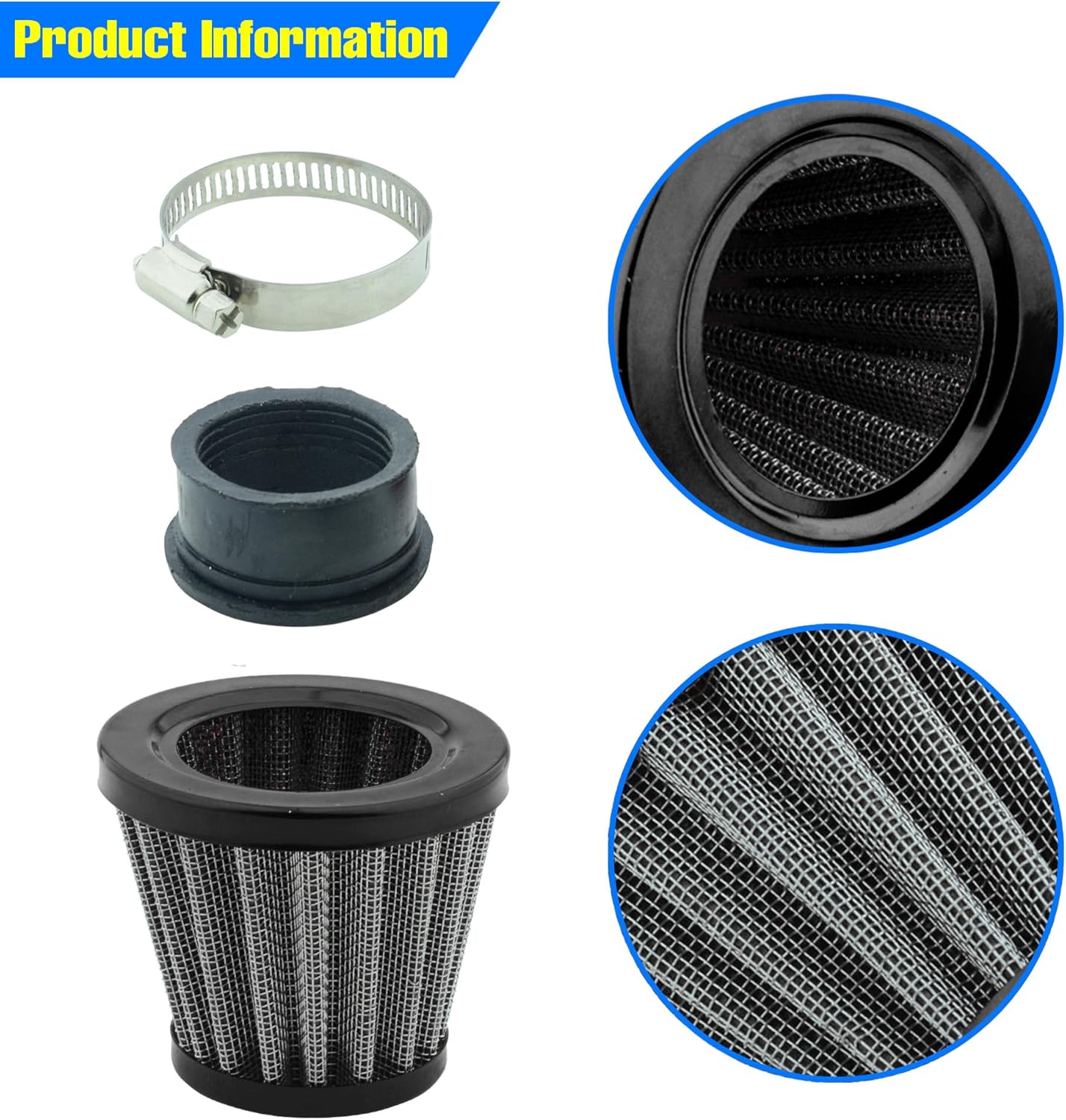 Filtro de aire de motocicleta de 1.496 in para SSR 110cc 125cc Coolster CRF Dirt Pit Bike GY6 50cc Scooter ciclomotor QMB139 piezas del motor (negro)