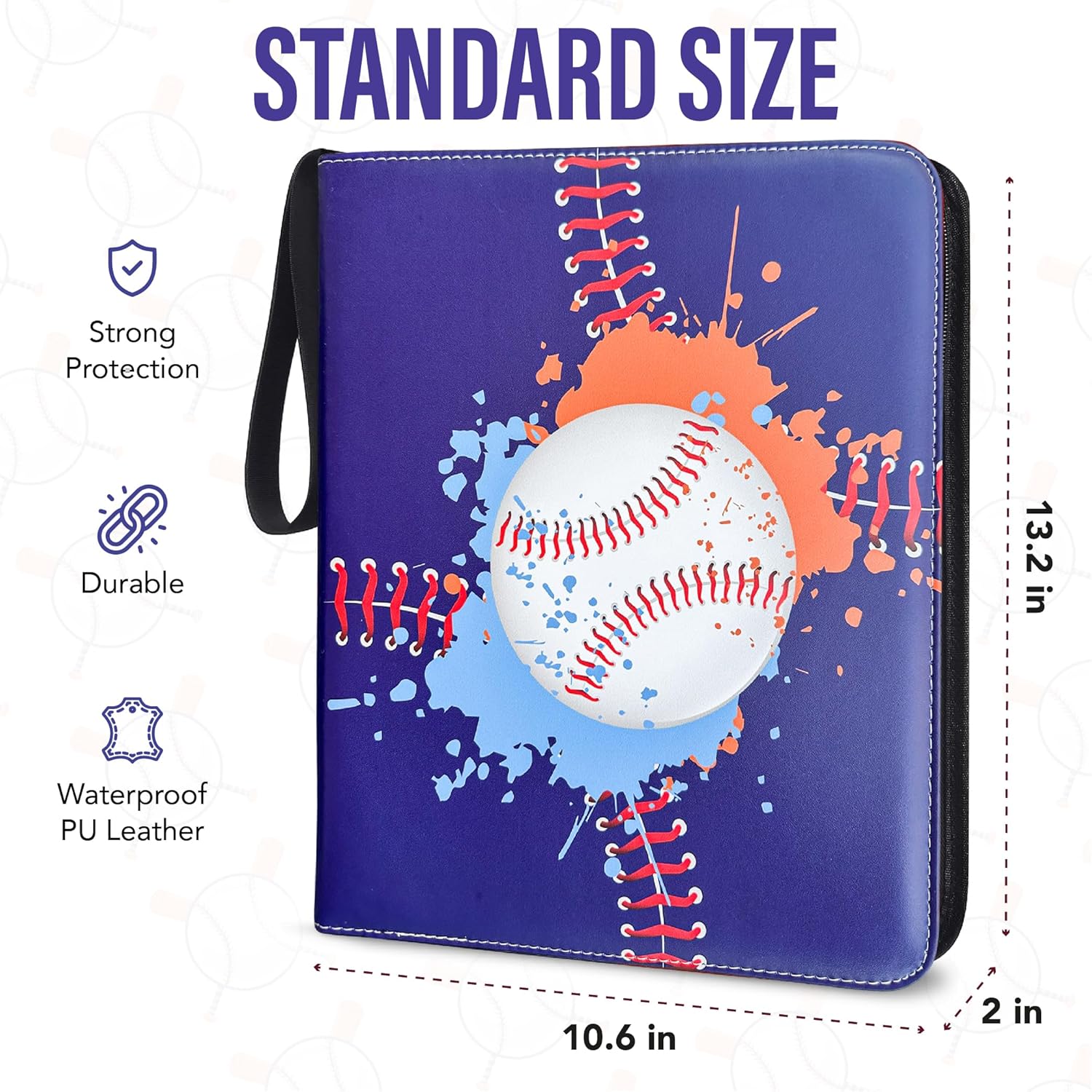 Carpeta de tarjetas coleccionables con mangas, carpeta de tarjetas de béisbol de 9 bolsillos, se adapta a 900 tarjetas con 50 fundas, álbumes de