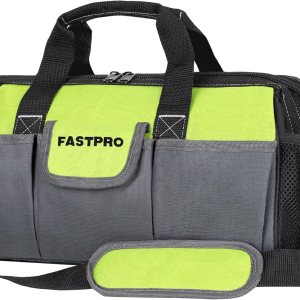 FASTPRO Bolsa de herramientas de 16 pulgadas, organizador de herramientas de boca ancha con gran capacidad, múltiples bolsillos y correa de hombro FASTPRO Bolsa de herramientas de 16 pulgadas, organizador de herramientas de boca ancha con gran capacidad, múltiples bolsillos y correa de hombro