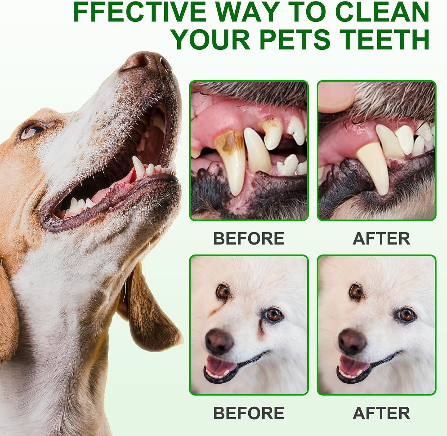 SDJUFEI 50 toallitas de limpieza de dientes para perros y gatos, ambientador de aliento de perro, toallitas de cuidado dental para perros que ayudan