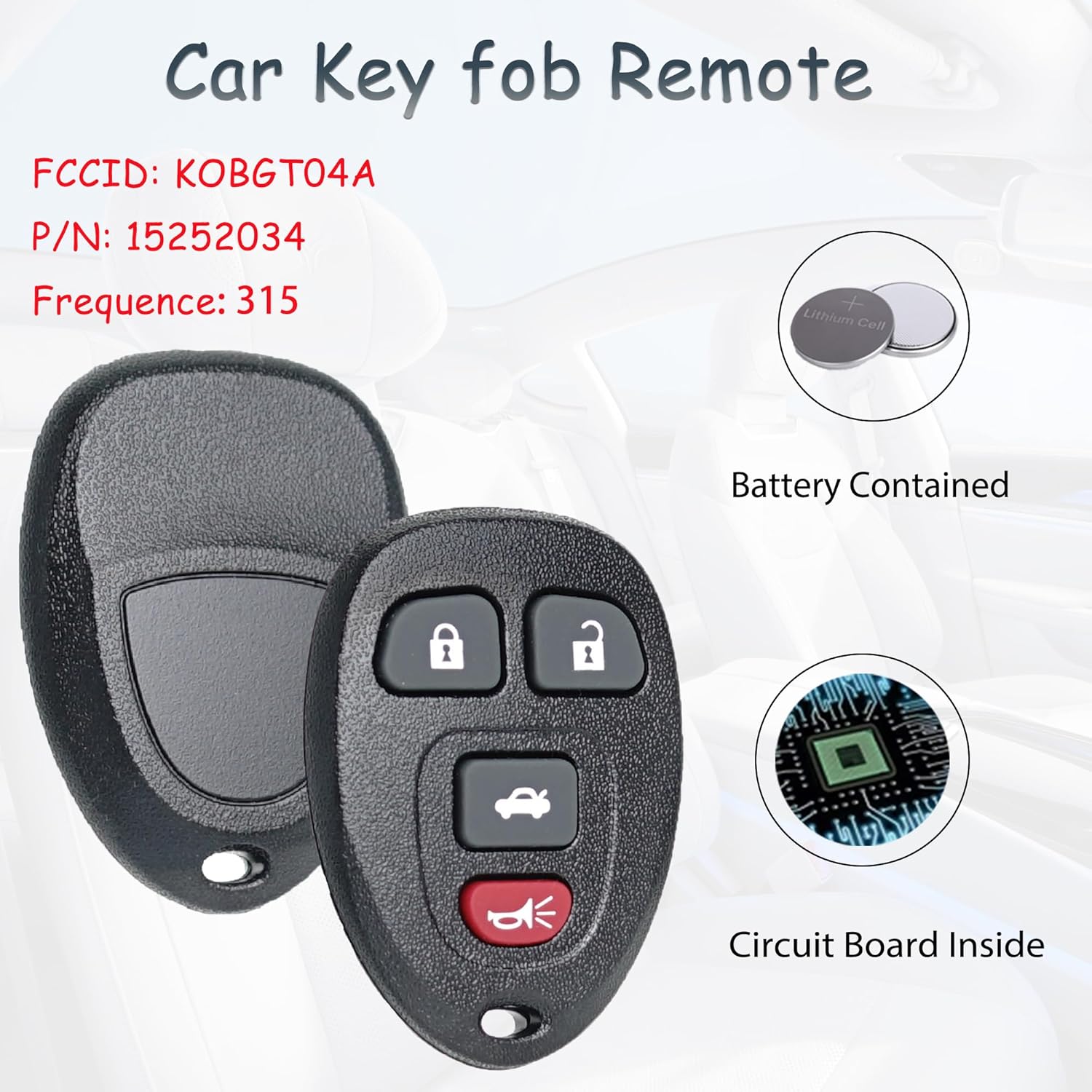 Llavero de encendido con transpondedor de entrada sin llave, compatible con Chevy Malibu 2004-2012Chevrolet Cobalt 2006-2010HHR 2008-2011Pontiac G6