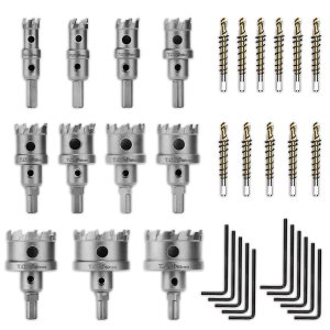 Kit de sierra perforadora TCT de 11 piezas, sierra perforadora con punta de carburo de tungsteno con taladro piloto y llave en L, cortador de Kit de sierra perforadora TCT de 11 piezas, sierra perforadora con punta de carburo de tungsteno con taladro piloto y llave en L, cortador de