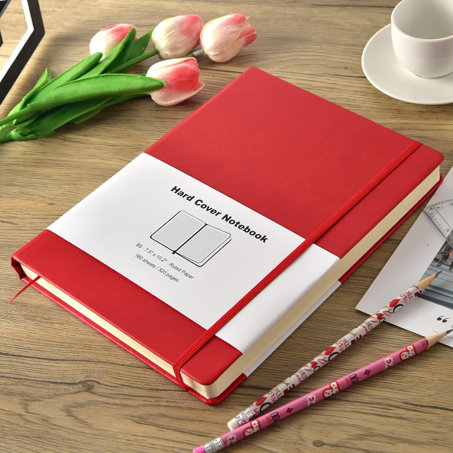 Cuadernos grandes a rayas  320 páginas numeradas B5 cuadernos de composición con rayas universitarias, diarios de tapa dura de cuero para oficina,