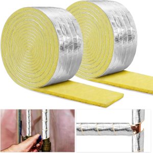 Paquete de 2 envolturas de aislamiento de tubería de fibra de vidrio de 32.8 pies, cinta aislante de espuma de cerámica para tuberías de agua, Paquete de 2 envolturas de aislamiento de tubería de fibra de vidrio de 32.8 pies, cinta aislante de espuma de cerámica para tuberías de agua,