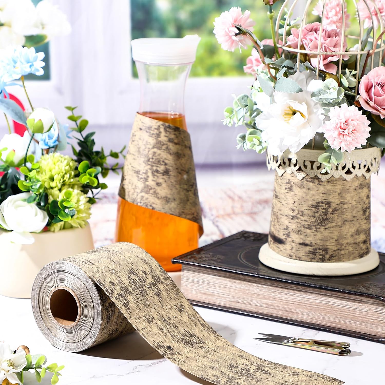 Cinta de poliéster y satén para exteriores, decoración floral para manualidades, diseño de hojas de Aspidistra, decoración de Pascua, vacaciones al
