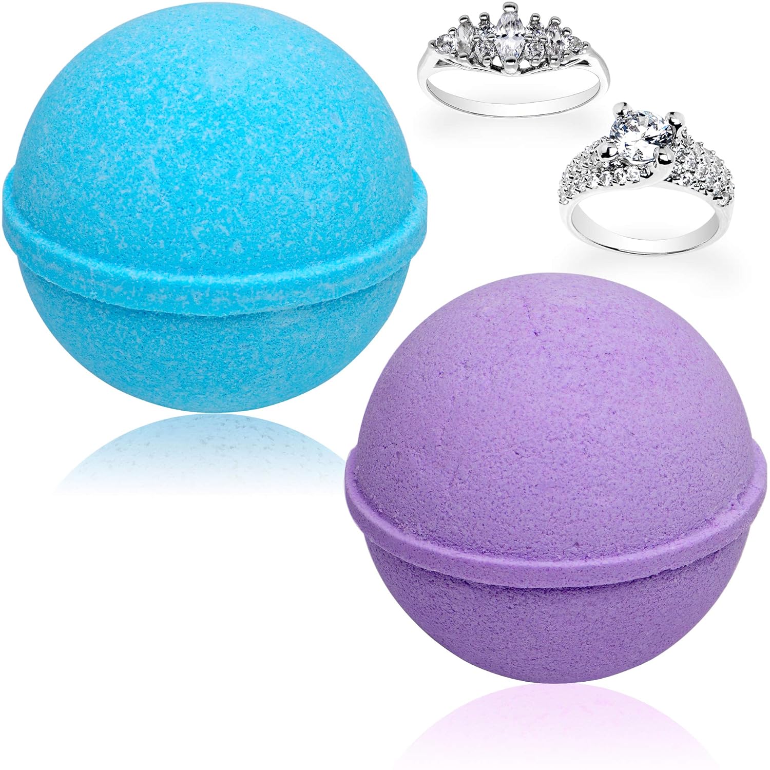 Ocean Breeze – Juego de 2 bombas de baño de lavanda con anillo tamaño 6 en el interior, cada una fabricada en Estados Unidos