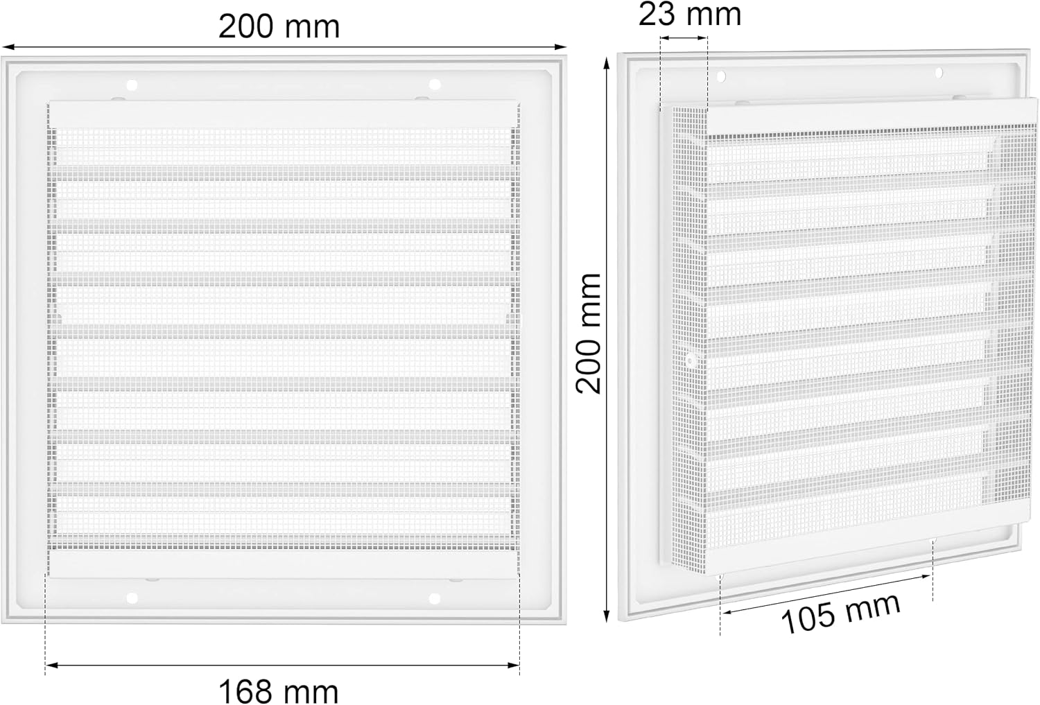 Ventilación de cobertizo de 6.6 pulgadas de ancho x 6.6 pulgadas de alto, ventilación de puerta para puertas interiores, cubiertas de ventilación de