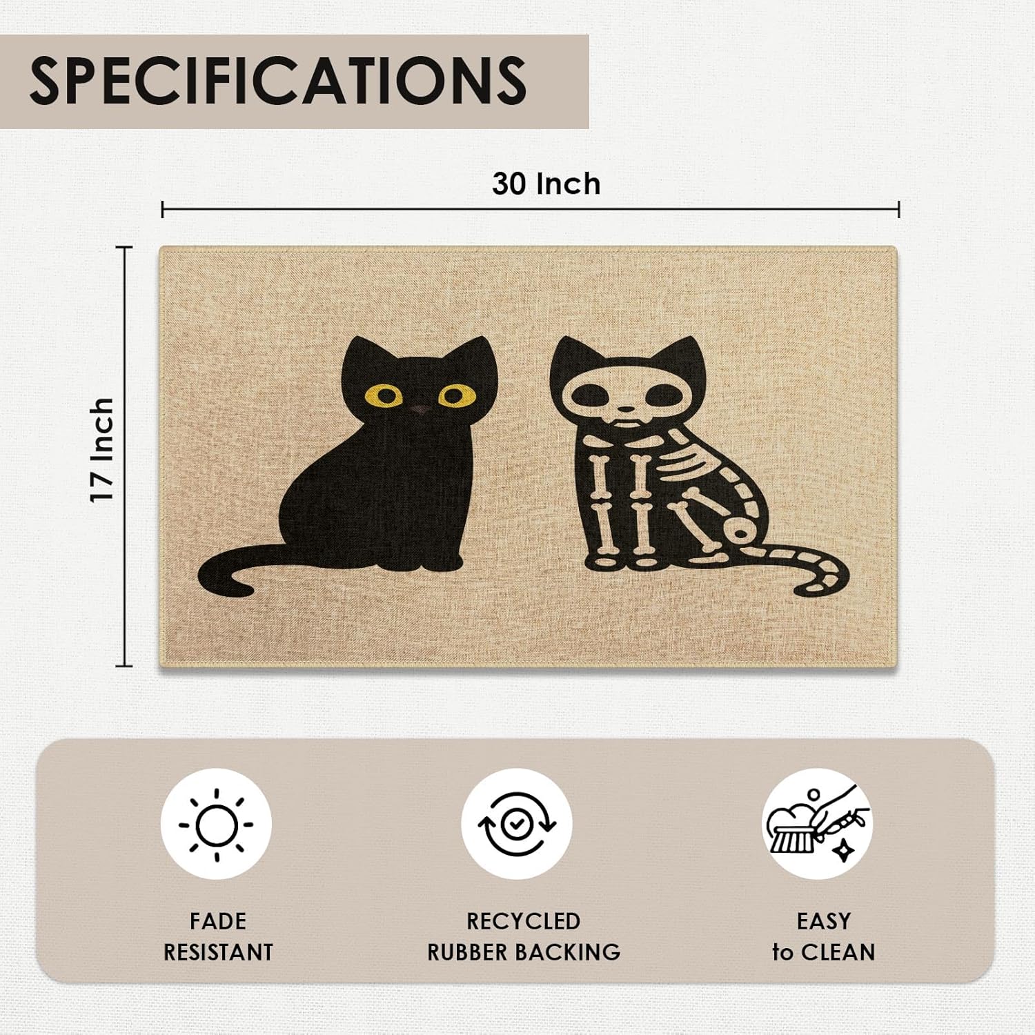 Tapete para puerta de gato, tapete de bienvenida con diseño de calavera, bonito tapete para puerta delantera, tapete para entrada interior y