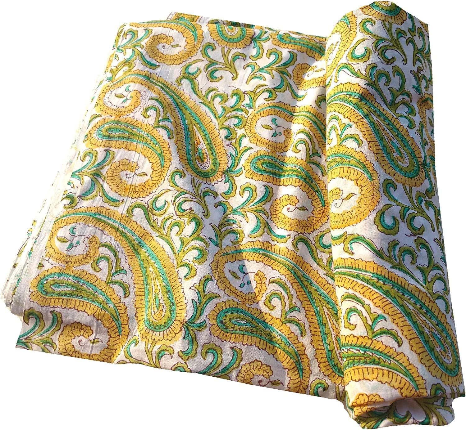 Rastogi Handicraft Tela 100% algodón puro bloque de mano impreso ancho – 44 pulgadas tela 3 (tamaño – 7 yardas)