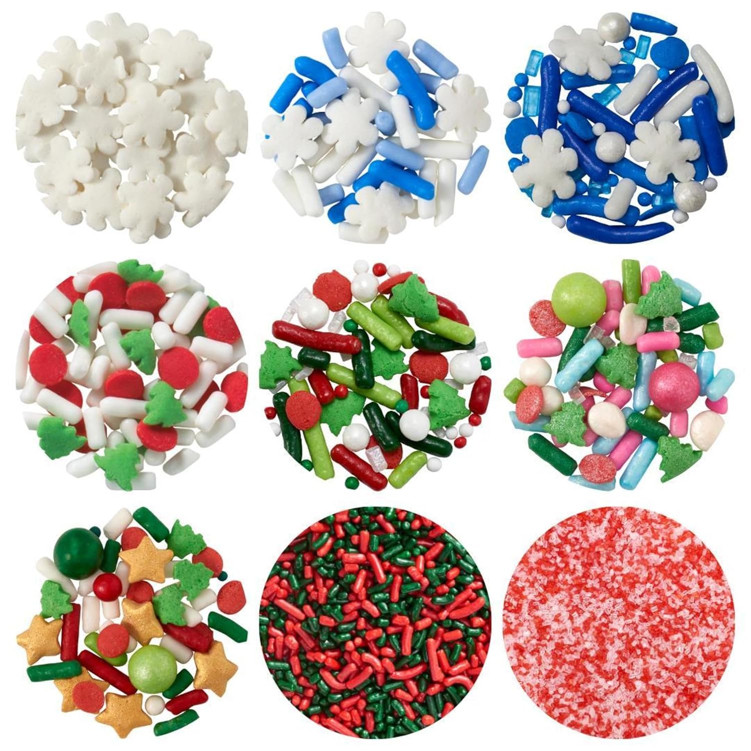 DECOPAC Christmas Fusion Mix – Gránulos de caramelo de 26 onzas, gránulos elegantes en recipiente de mano, gránulos comestibles festivos para