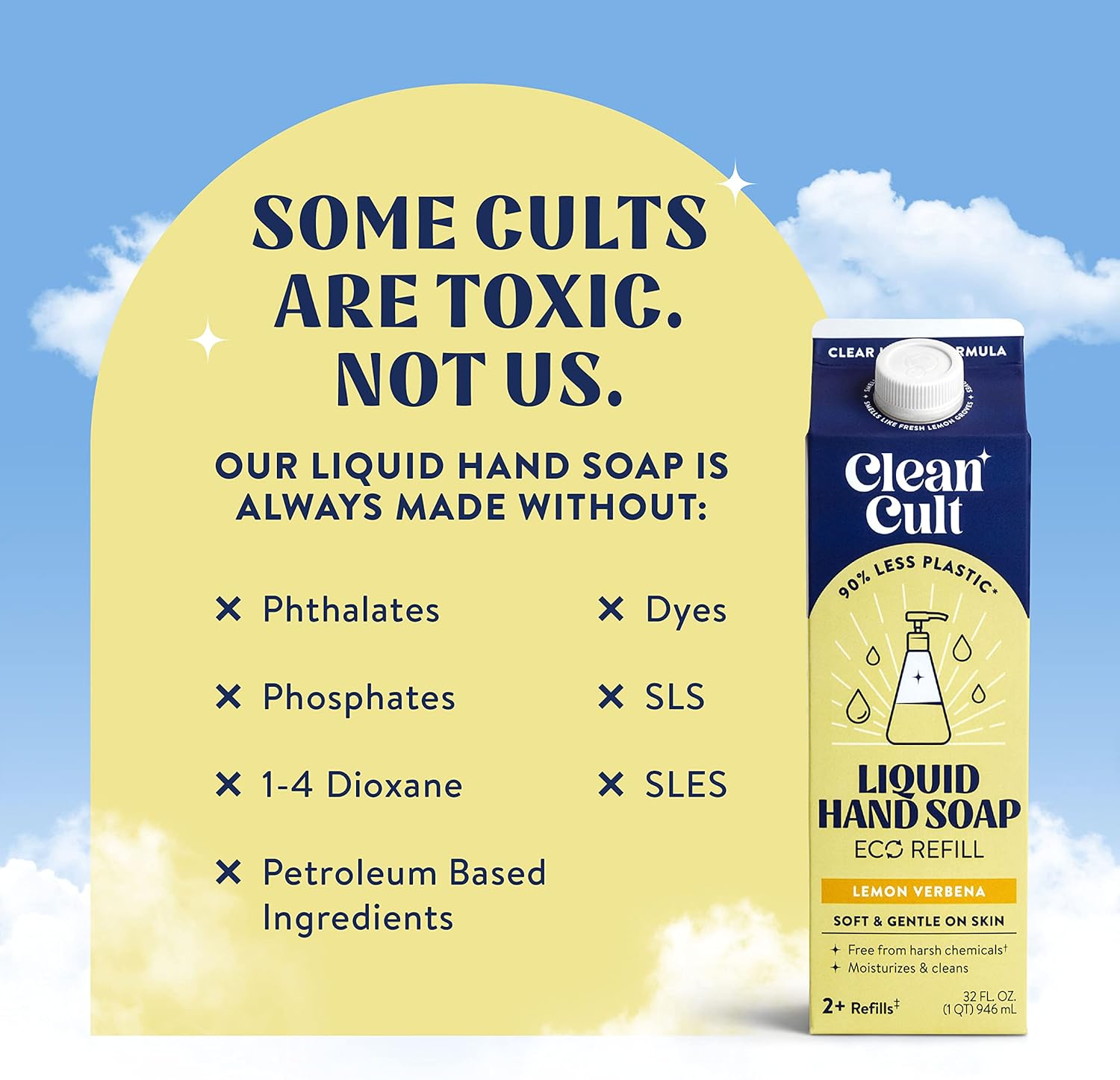 Cleancult – Recambios de jabón líquido para manos – Verbena de limón – Hecho con mezcla de aloe vera y aceites esenciales – Nutre e hidrata la piel