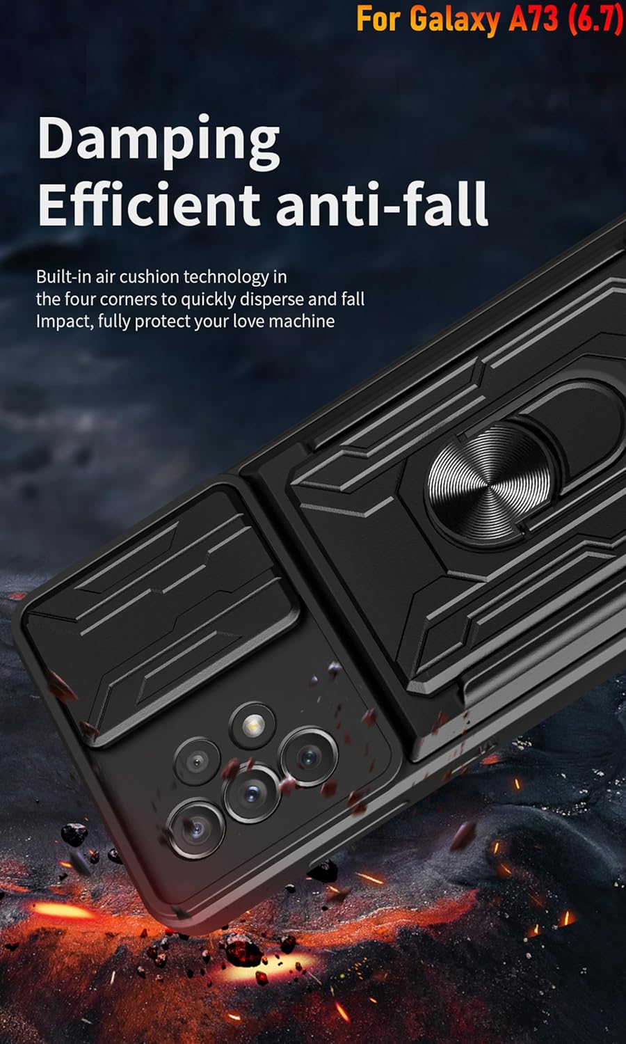 LMDAMZ Funda tipo cartera para Galaxy A73 (5G), ranura para tarjeta de crédito, diseño portátil, resistente, doble capa acolchada, protección de