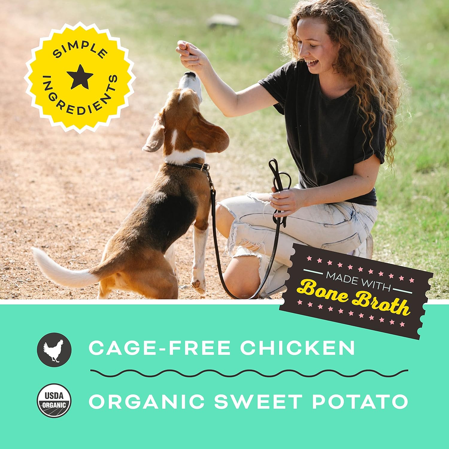 Primal Chicken Jerky – Golosinas para perros hechas con caldo de hueso de pollo, golosinas masticables FriendChips Matter para perros, 4 onzas