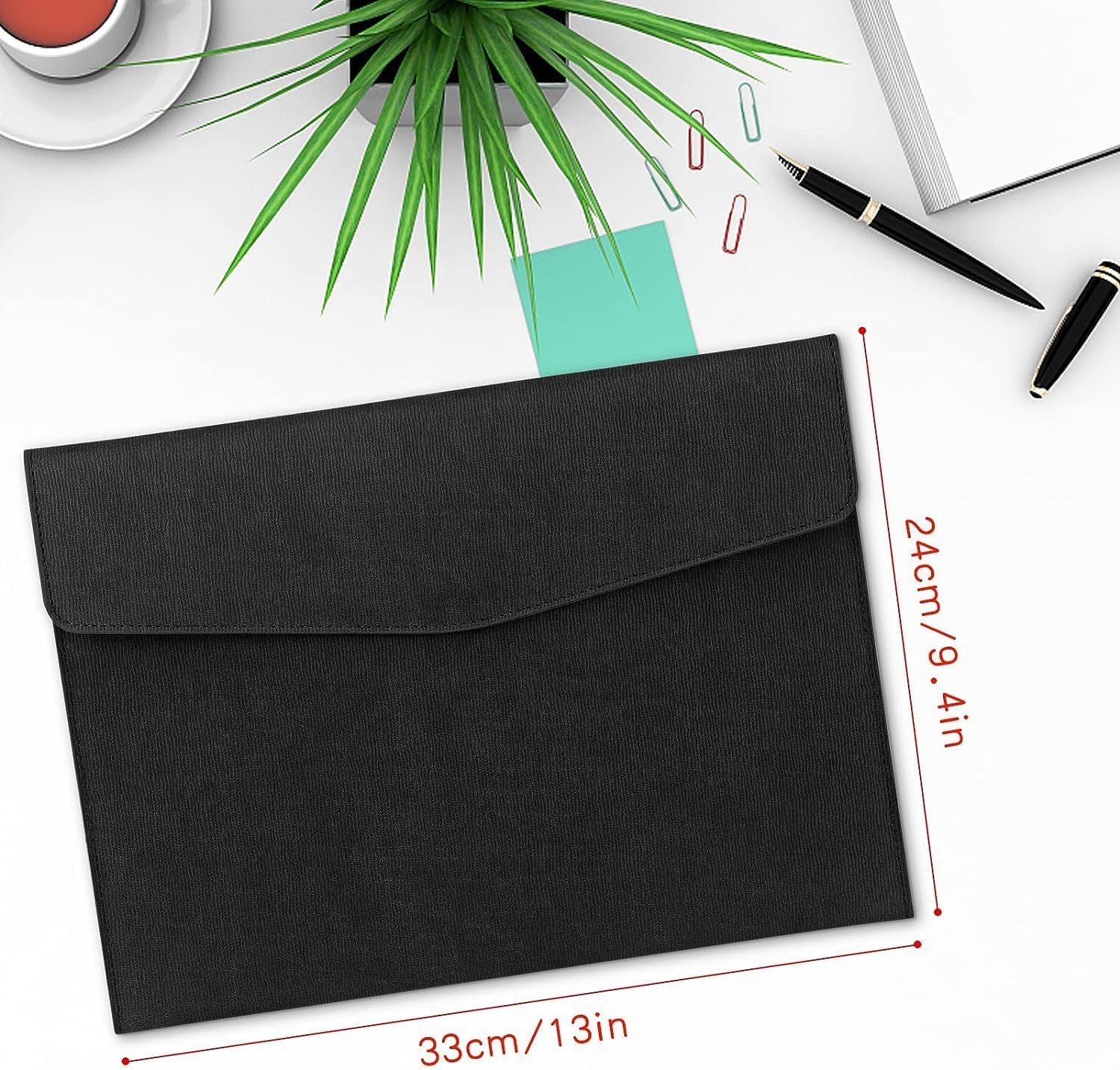 Classycoo – Carpeta de archivos de documentos, impermeable, delgada, de piel sintética, tamaño A4, organizador de archivos, estuche de