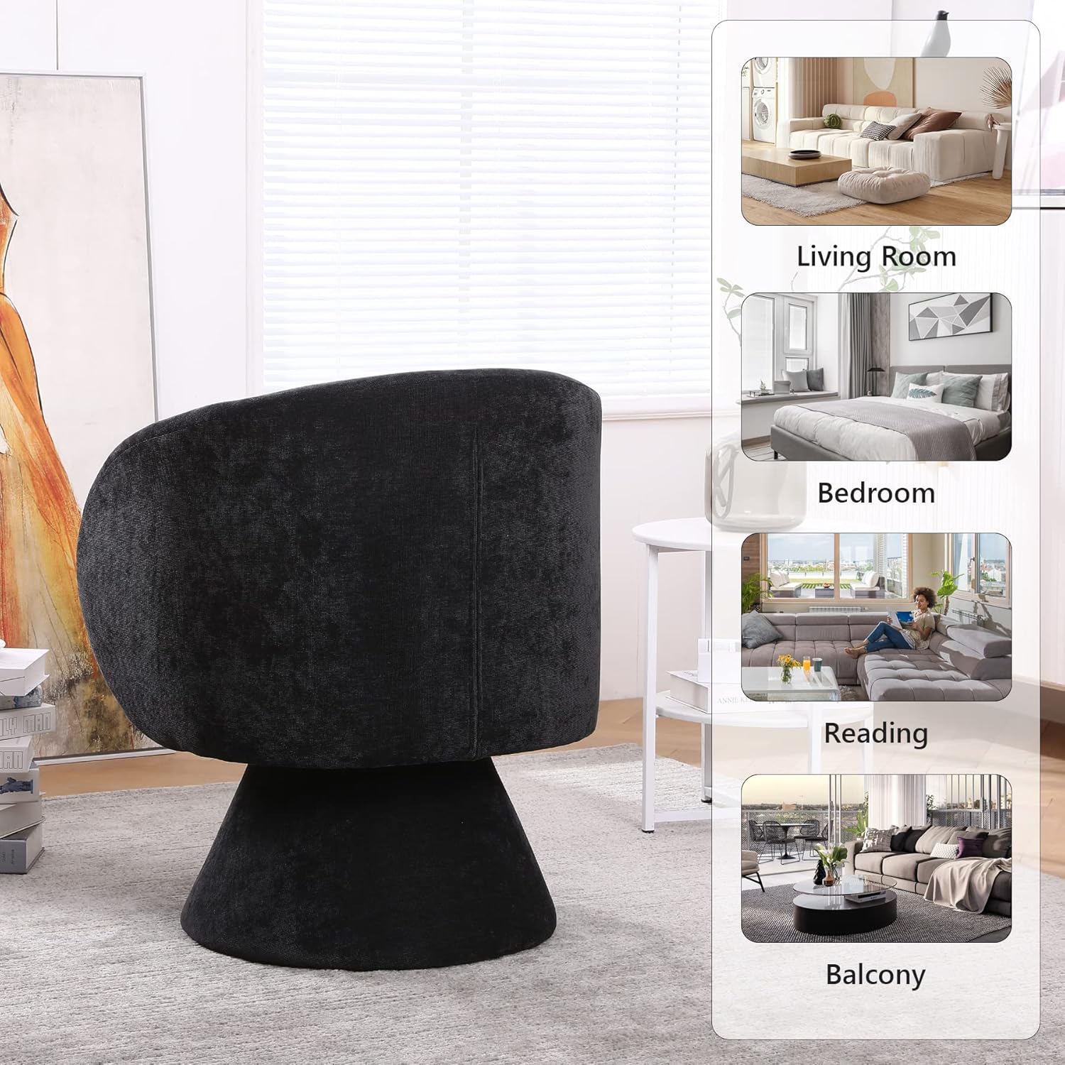 OUYESSIR Sillas giratorias de barril, silla giratoria de 360 grados, silla redonda moderna con almohada, sillas de sala de estar de tela cómoda para