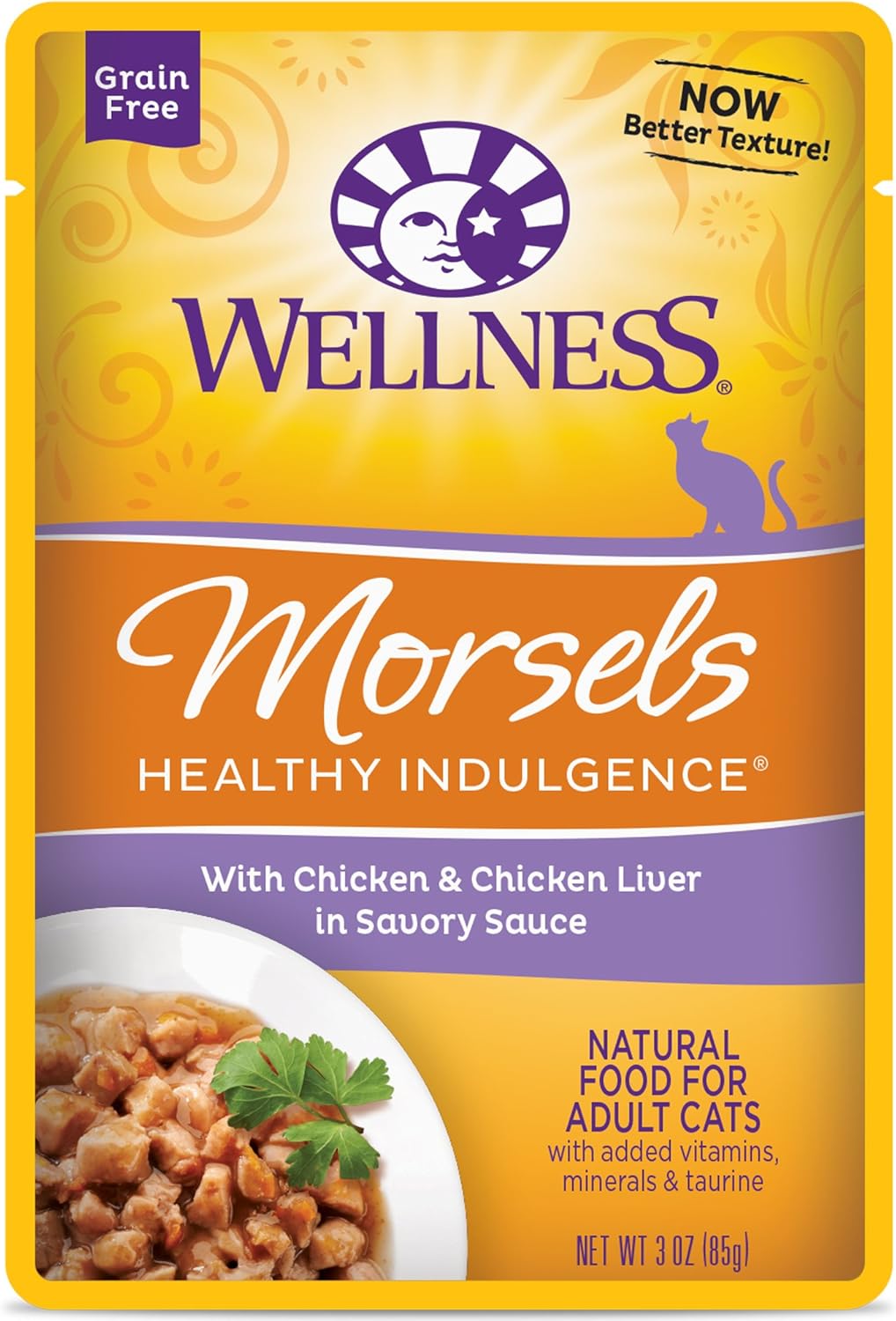 Comida húmeda para gatos Healthy Indulgence, libre de granos, bolsa de 3onzas (paquete de 24 envases), de Wellness