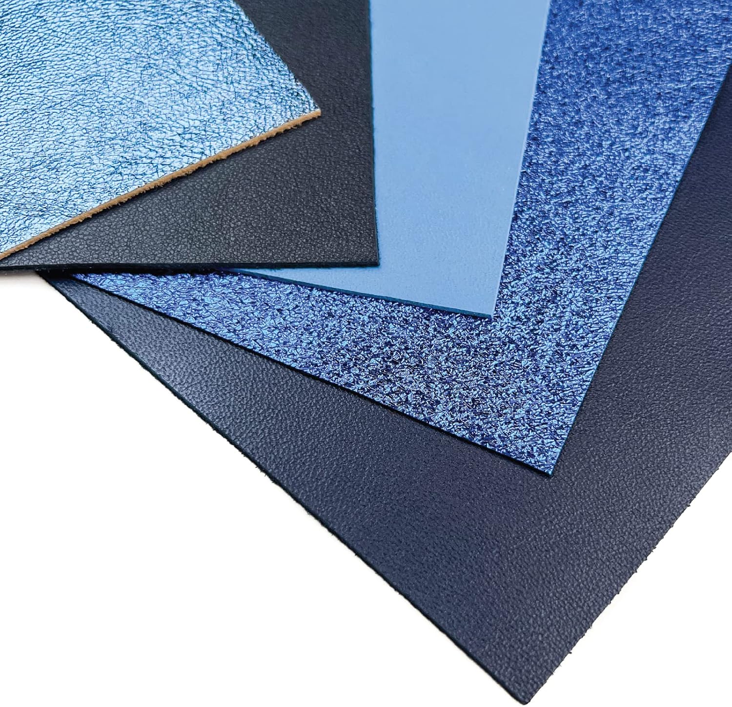 Hojas de cuero azul oscuro 5 piezas de cuero azul para manualidades, 5 x 5 pulgadas  12 x 12 centímetros
