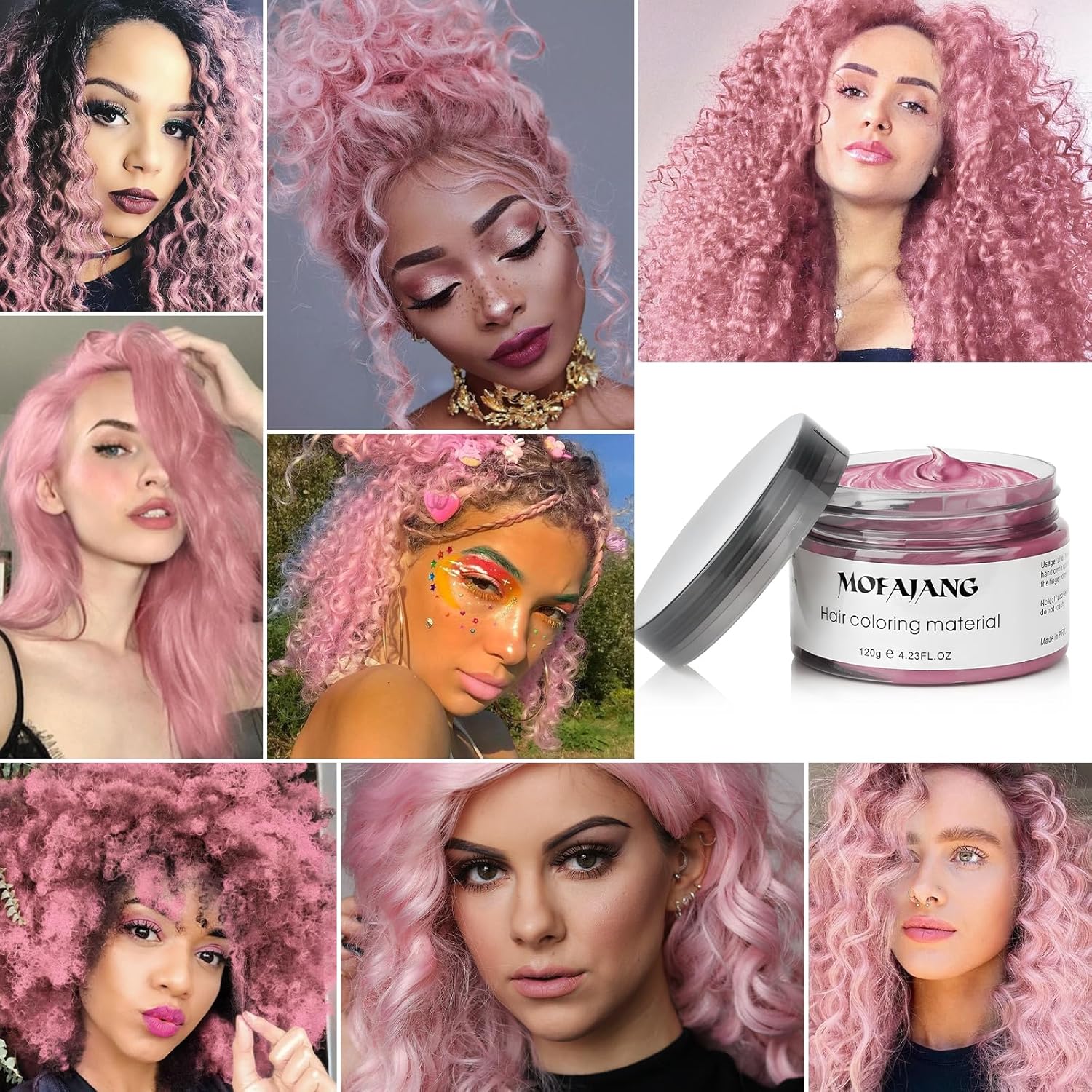 Color de cera rosa para el cabello, kit de cera temporal para el cabello, cera de color para el cabello, cera de color para el cabello, cera de