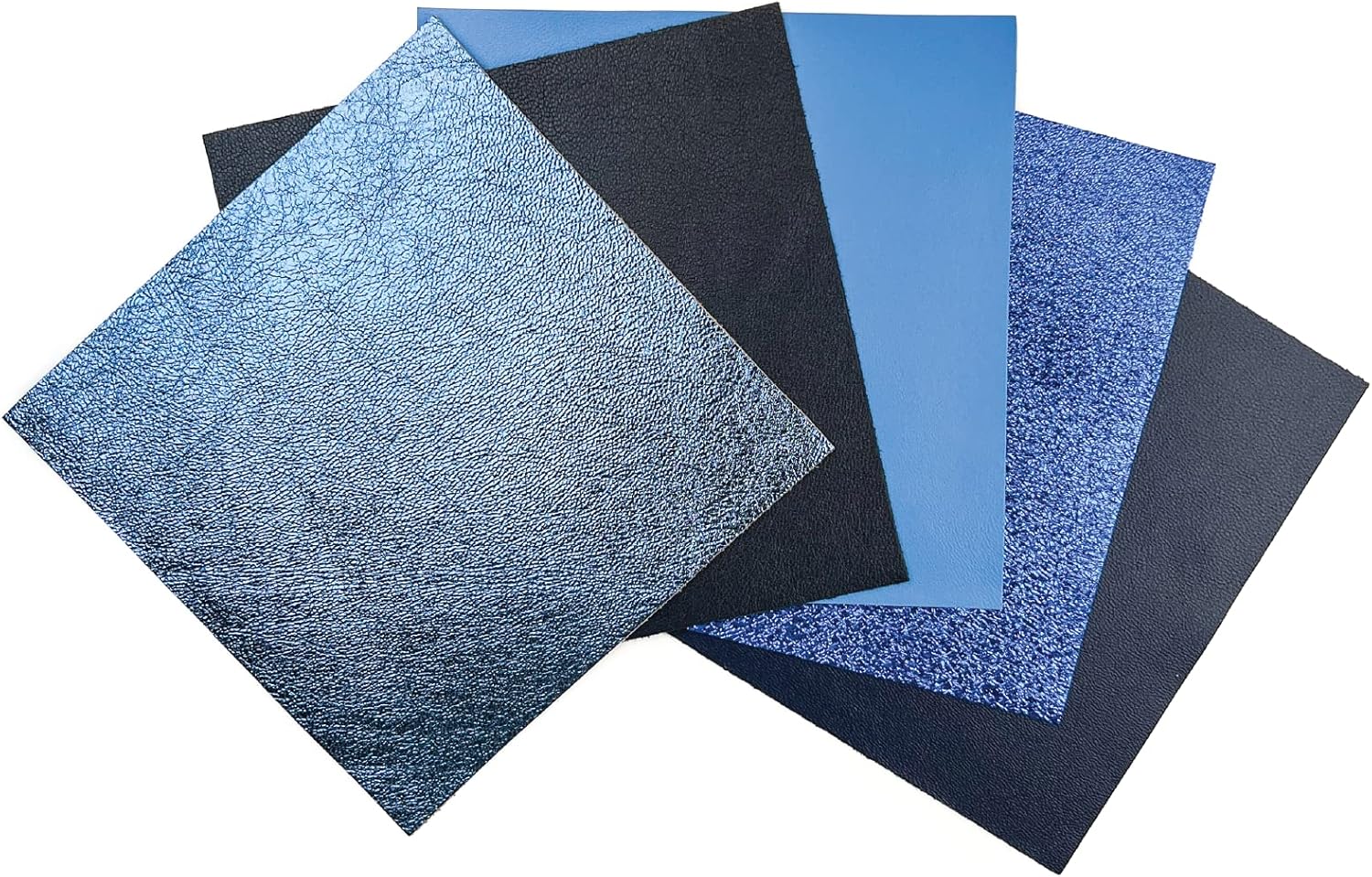Hojas de cuero azul oscuro 5 piezas de cuero azul para manualidades, 5 x 5 pulgadas  12 x 12 centímetros