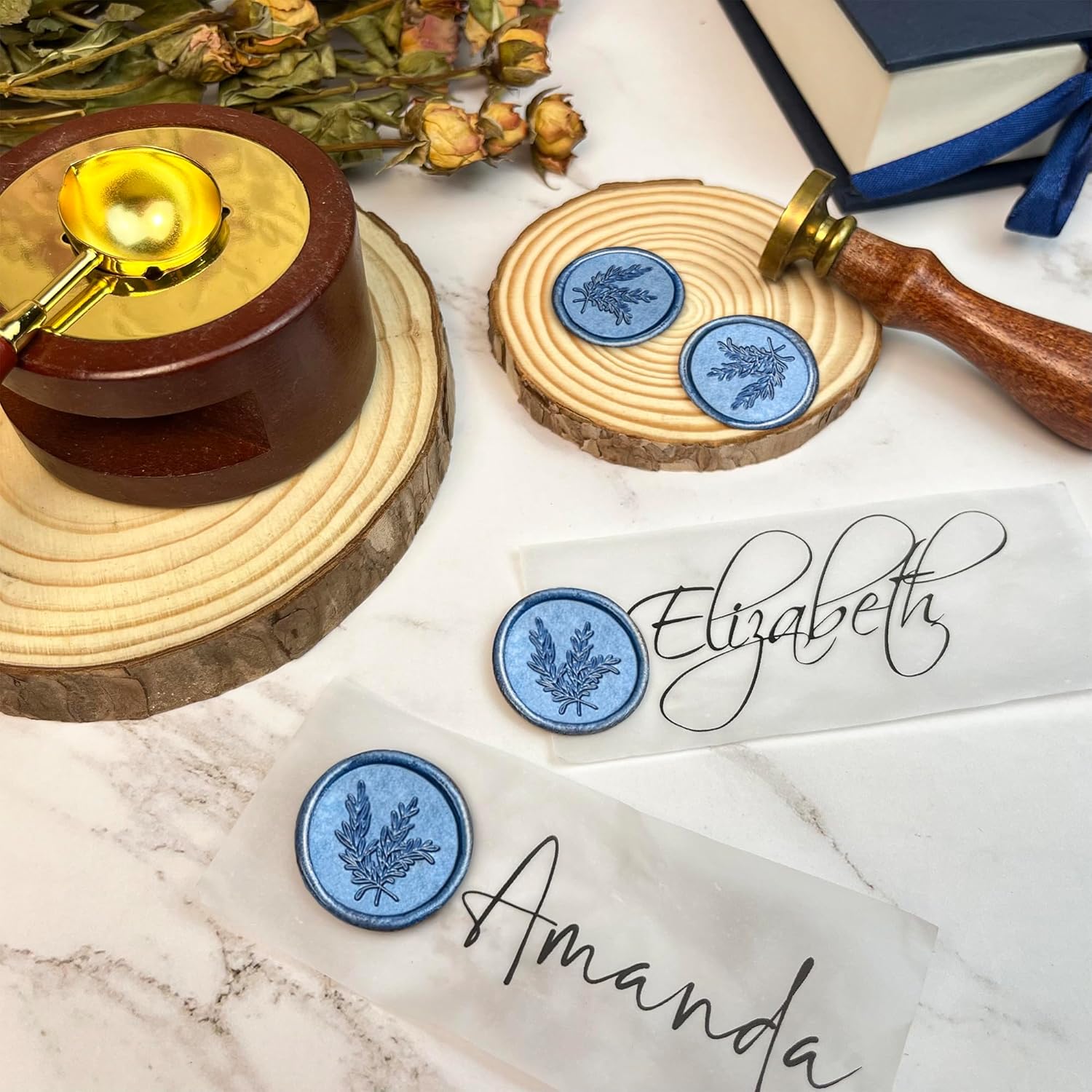 25 calcomanías para sellos de cera, hechas a mano, autoadhesivas, para invitaciones de bodas, sobres, envoltura de regalo, Navidad (estilo romero,