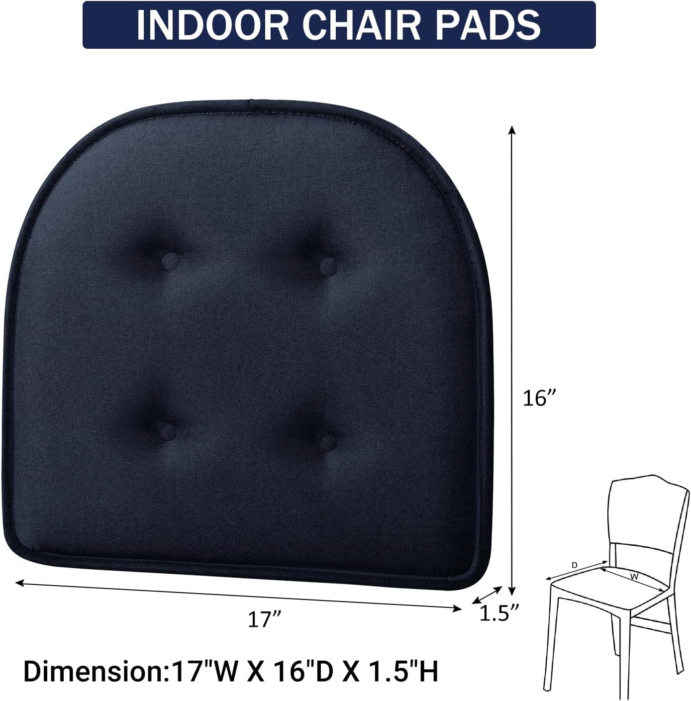 downluxe Cojines de espuma viscoelástica para sillas de comedor, almohadillas antideslizantes para sillas de cocina y sillas de oficina, en forma de