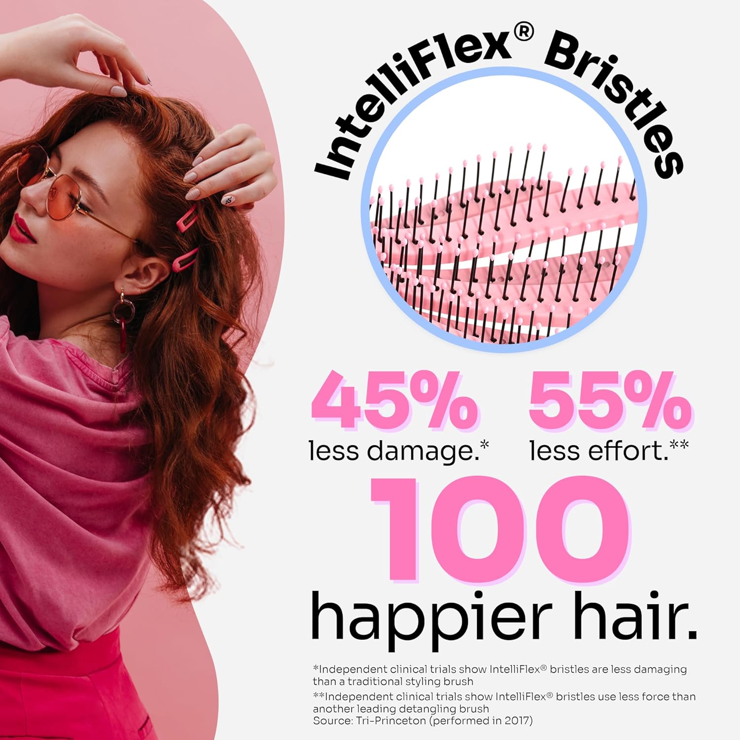 Wet Brush Go Green Curl – Cepillo desenredante para el cabello, color negro, cerdas desenredantes ultrasuaves IntelliFlex que se deslizan a través