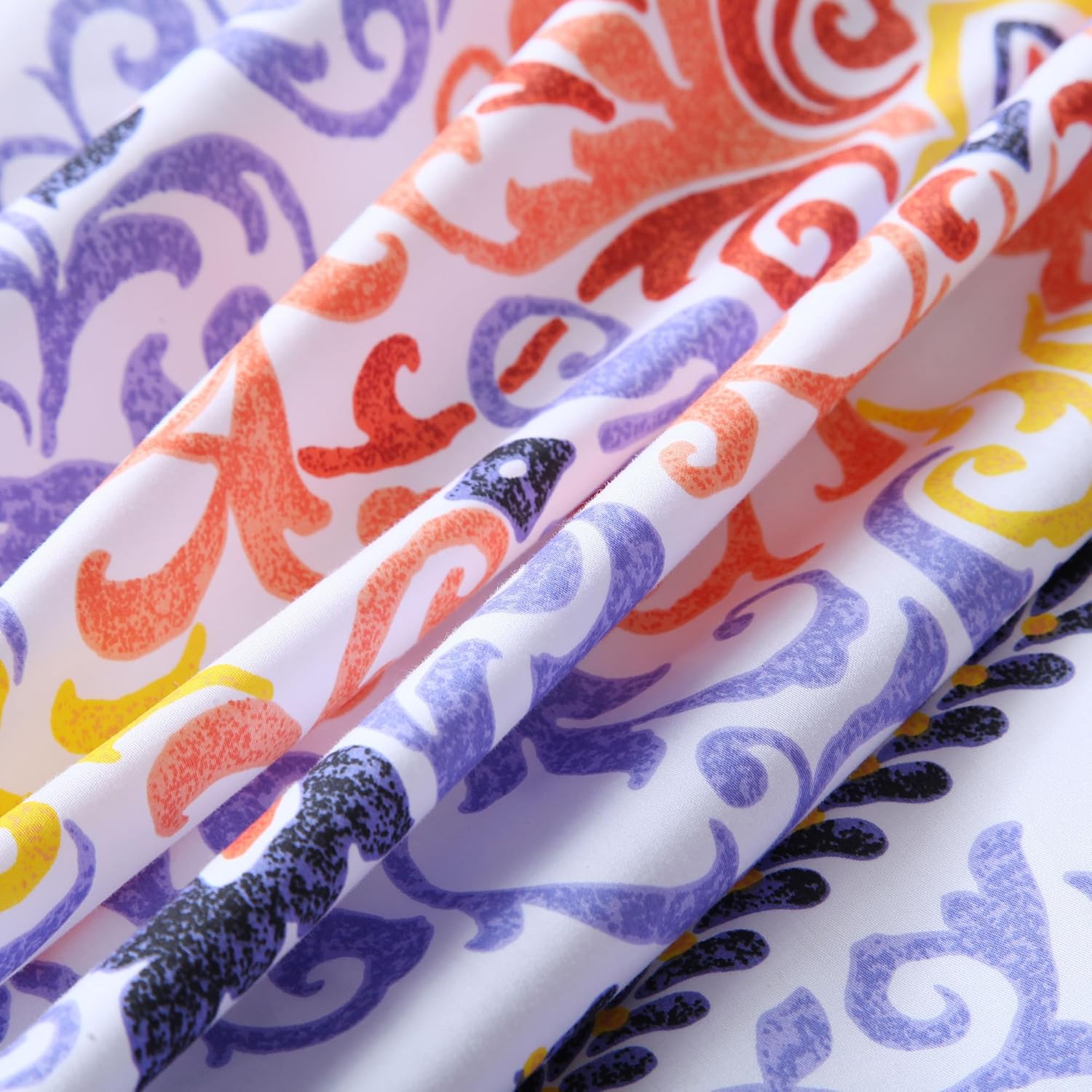Softta Juego de ropa de cama vintage, tamaño King, funda de edredón de 3 piezas, diseño floral, redondo, compacto, bohemio, 100% algodón egipcio,