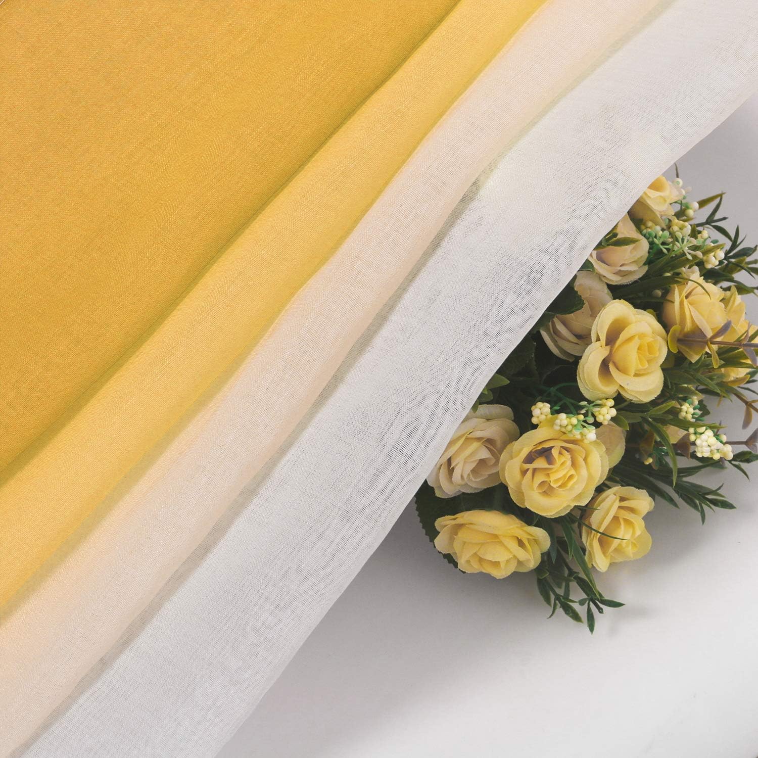 DWCN – Cortinas semitransparente estilo ombré con ojales en la parte superior para sala