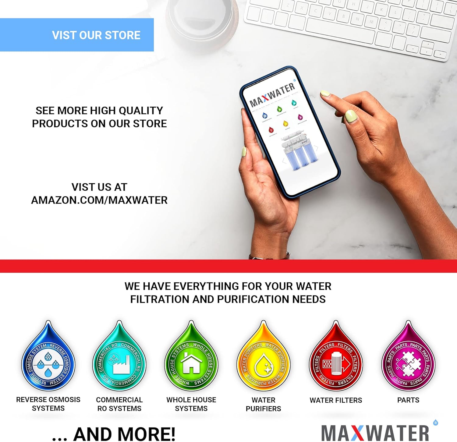 Max Water  Paquete de 18 filtros de agua de sedimentos  10 micras, alta capacidad  2.5 pulgadas x 10 pulgadas  Filtración del sistema de ósmosis