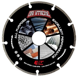 Rueda de corte de diamante de 4-12 x 78 pulgadas para metal, disco de corte con más de 5000 cortes en barras de refuerzo, acero, hierro e INOX Rueda de corte de diamante de 4-12 x 78 pulgadas para metal, disco de corte con más de 5000 cortes en barras de refuerzo, acero, hierro e INOX