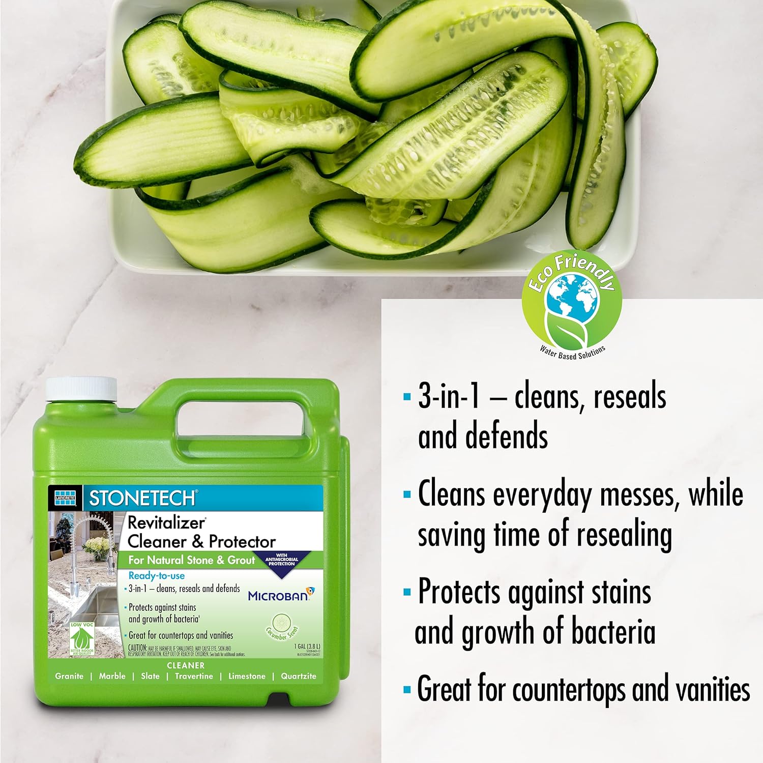 STONETECH Limpiador y protector revitalizador, botella de 1 galón (3.8L) con aroma a pepino