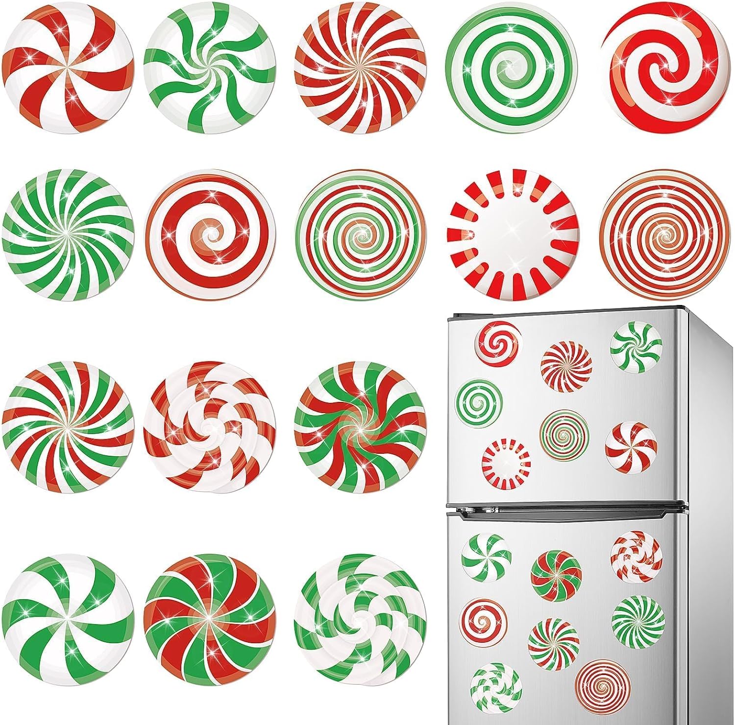 16 piezas de caramelo de Navidad de diamantes de pintura artística imán de nevera de caramelo de Navidad imán de nevera DIY pintura de diamantes kit