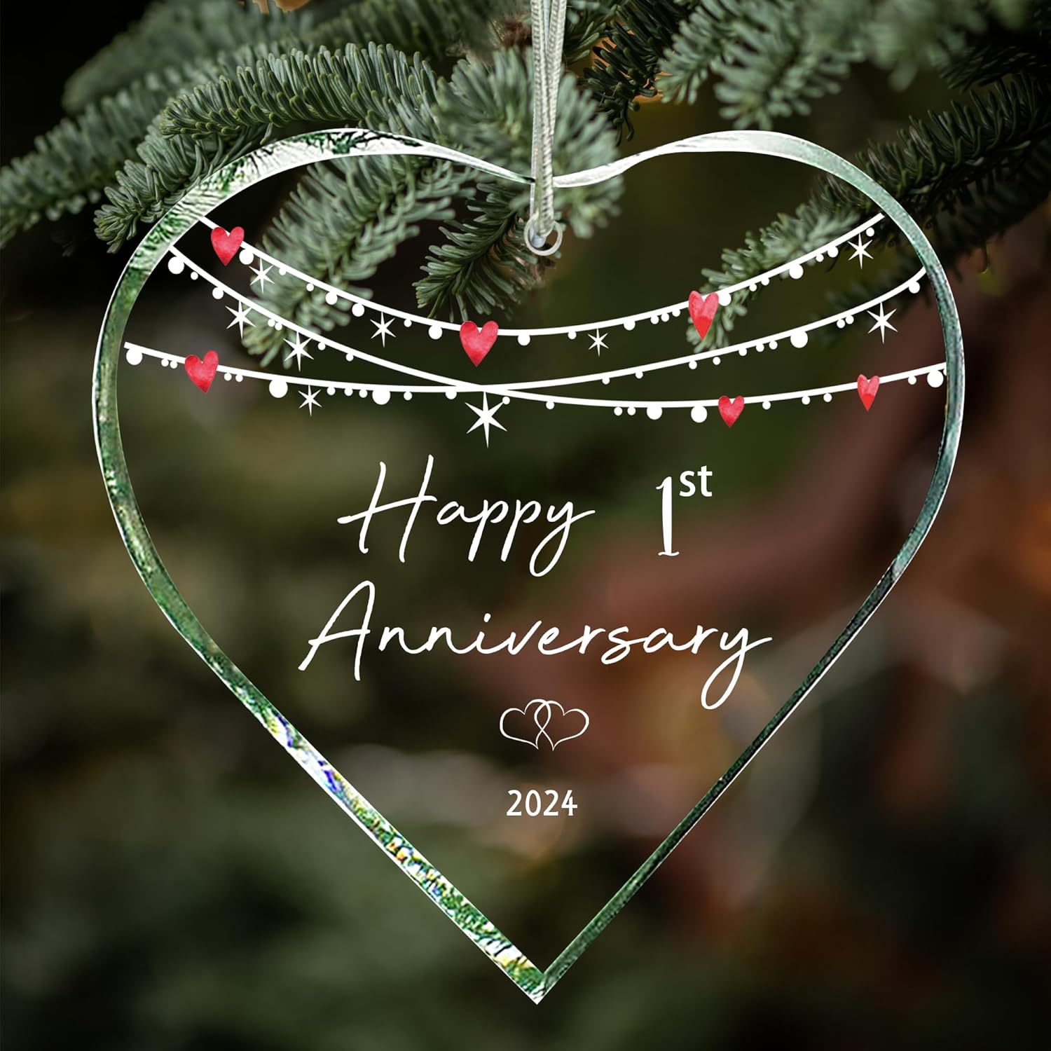 ZUNON Decoración de boda de 1 año para pareja para pareja 2024, decoración de boda para esposa o marido, adorno de 3 pulgadas (1er aniversario)