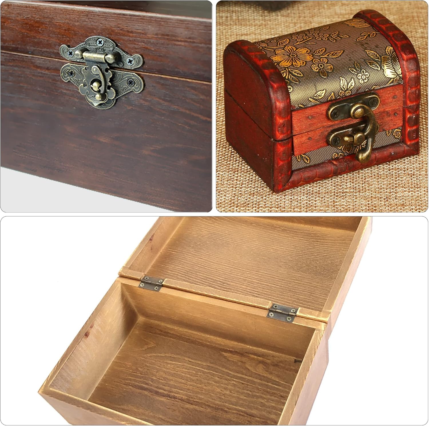 36 juegos de bisagras y pestillos retro para joyero, bisagras pequeñas para cajas de madera, bisagras antiguas para muebles de gabinete, cierre de