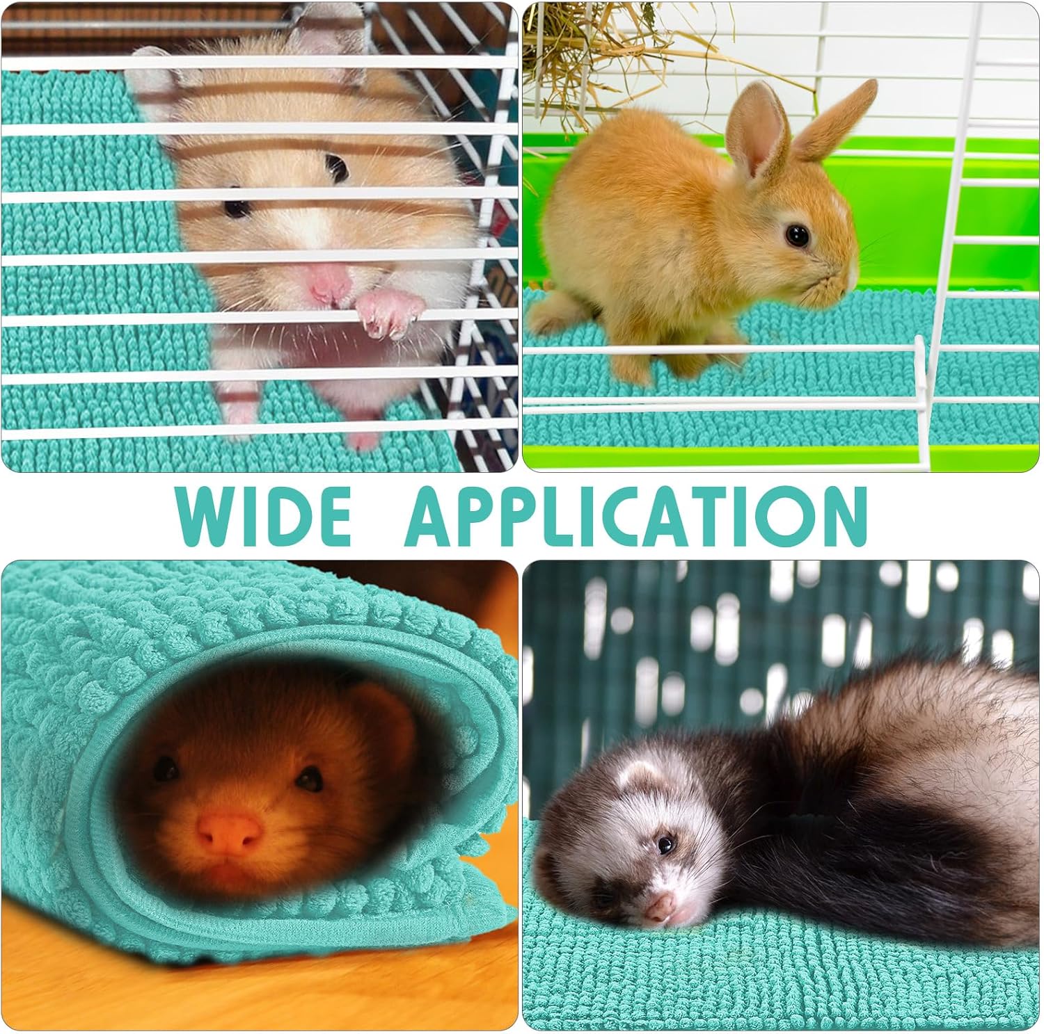 Juego de 4 piezas de ropa de cama de cobaya, cobaya, almohadillas de forro polar lavables para orina reutilizables, tapete de entrenamiento de