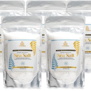 TURNER Sal marina escamosa rica en minerales, fabricada en Nueva Zelanda, copos Kosher, 37.04oz, gourmet de alta calidad, sin procesar, 84 minerales TURNER Sal marina escamosa rica en minerales, fabricada en Nueva Zelanda, copos Kosher, 37.04oz, gourmet de alta calidad, sin procesar, 84 minerales