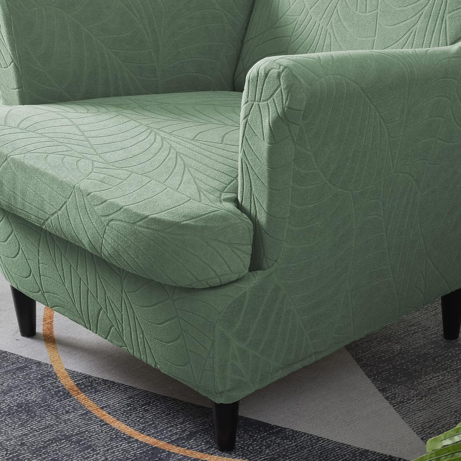 MIFXIN Wingback – Funda elástica para silla, 2 piezas, con respaldo de ala y funda de cojín, suave, lavable, protector de muebles para sala de estar