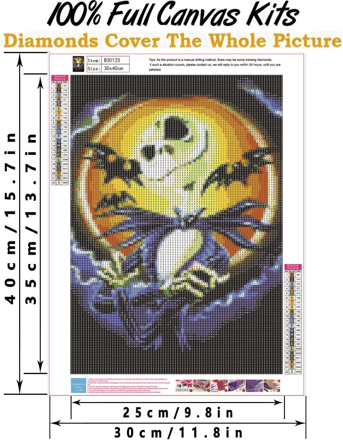 FILASLFT Kits de pintura de diamantes de Halloween para adultos, kits de arte de diamantes para principiantes, 5D, diamantes de imitación de
