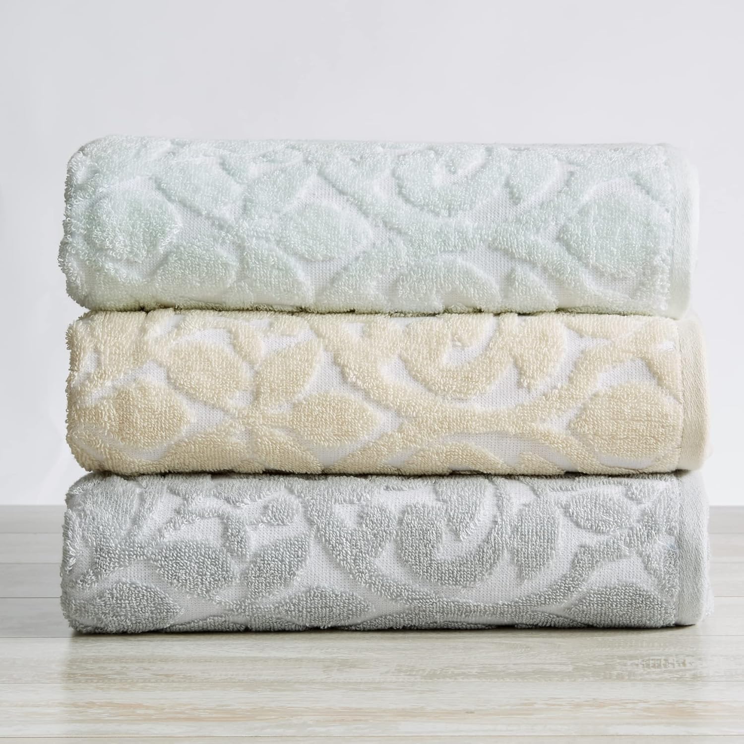 Great Bay Home Toallas de baño 100% algodón jacquard, toallas de baño absorbentes de secado rápido. Colección Cassie (toalla de mano (paquete de 4),