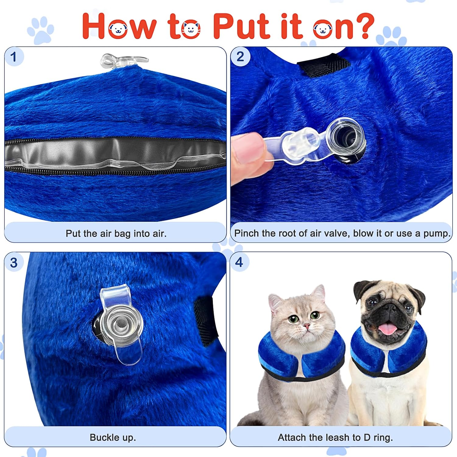Collar inflable protector para perros y gatos, collar de cono alternativo después de la cirugía, collar de recuperación de mascotas para perros