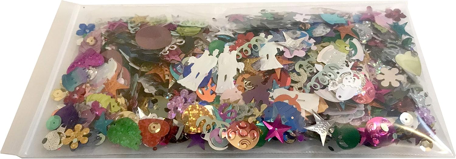 Lentejuelas y Lentejuelas Surtidas, Colores Brillantes y Formas Mixtos 1.76 oz