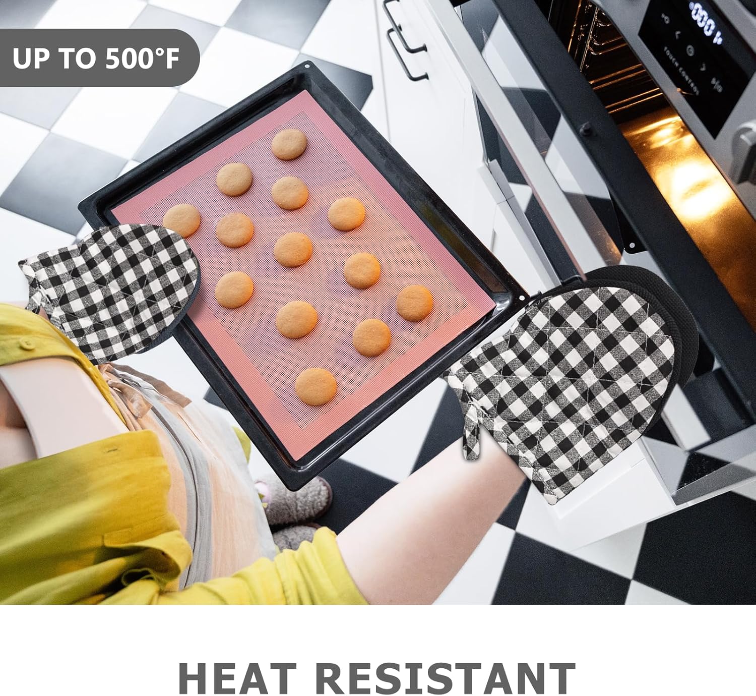 1 par de guantes cortos para horno, guantes de silicona para horno de cocina, resistentes al calor, 500 , mini guantes para horno con superficies de